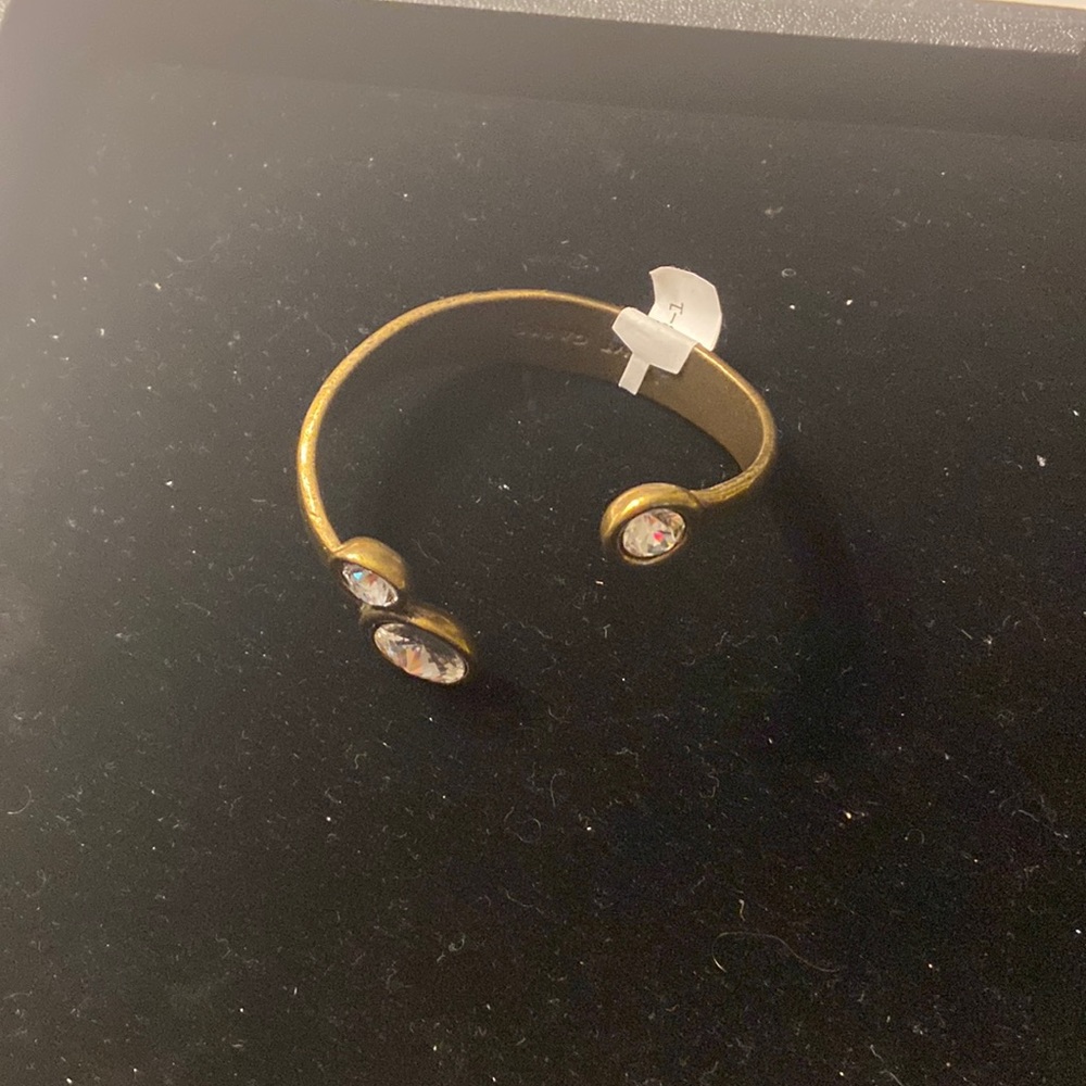 Adjustable Avant Garde bracelet in bronze with clear Swarovski crystals NWT